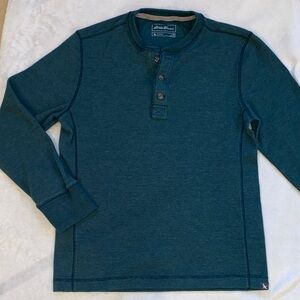 Eddie Bauer 3-button waffle thermal deep green Henley long sleeve tee Sz M